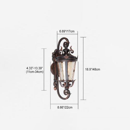 Traditional European Waterproof Aluminum Glass Cylinder 1-Light Wall Sconce Lamp For Outdoor Patio | Bowlift
