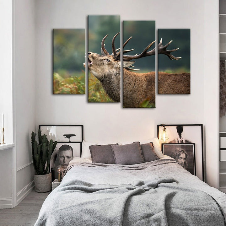 4 Piece Bleating Elk - Canvas Wall Art Painting | Bowlift