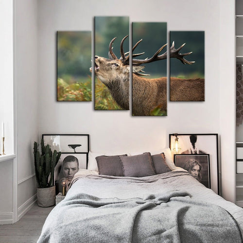 4 Piece Bleating Elk - Canvas Wall Art Painting | Bowlift