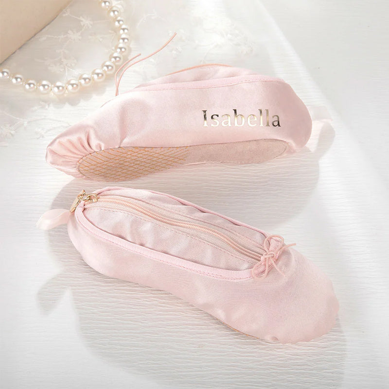 Personalized Pink Ballet Shoe Style Makeup Bag | Bowlift
