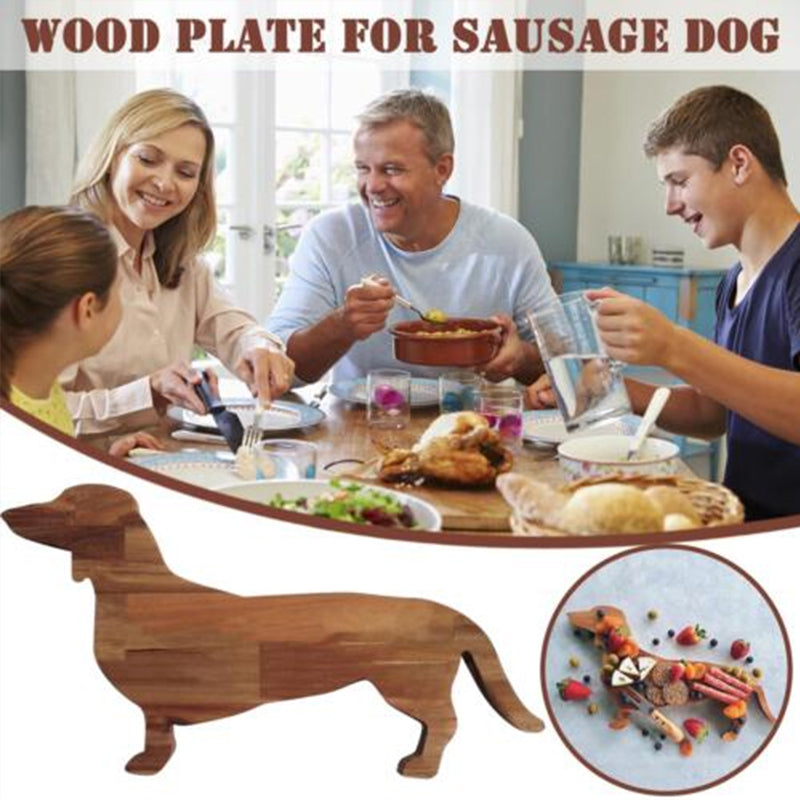 Wooden Dachshund Dog Dinner Plate | Bowlift