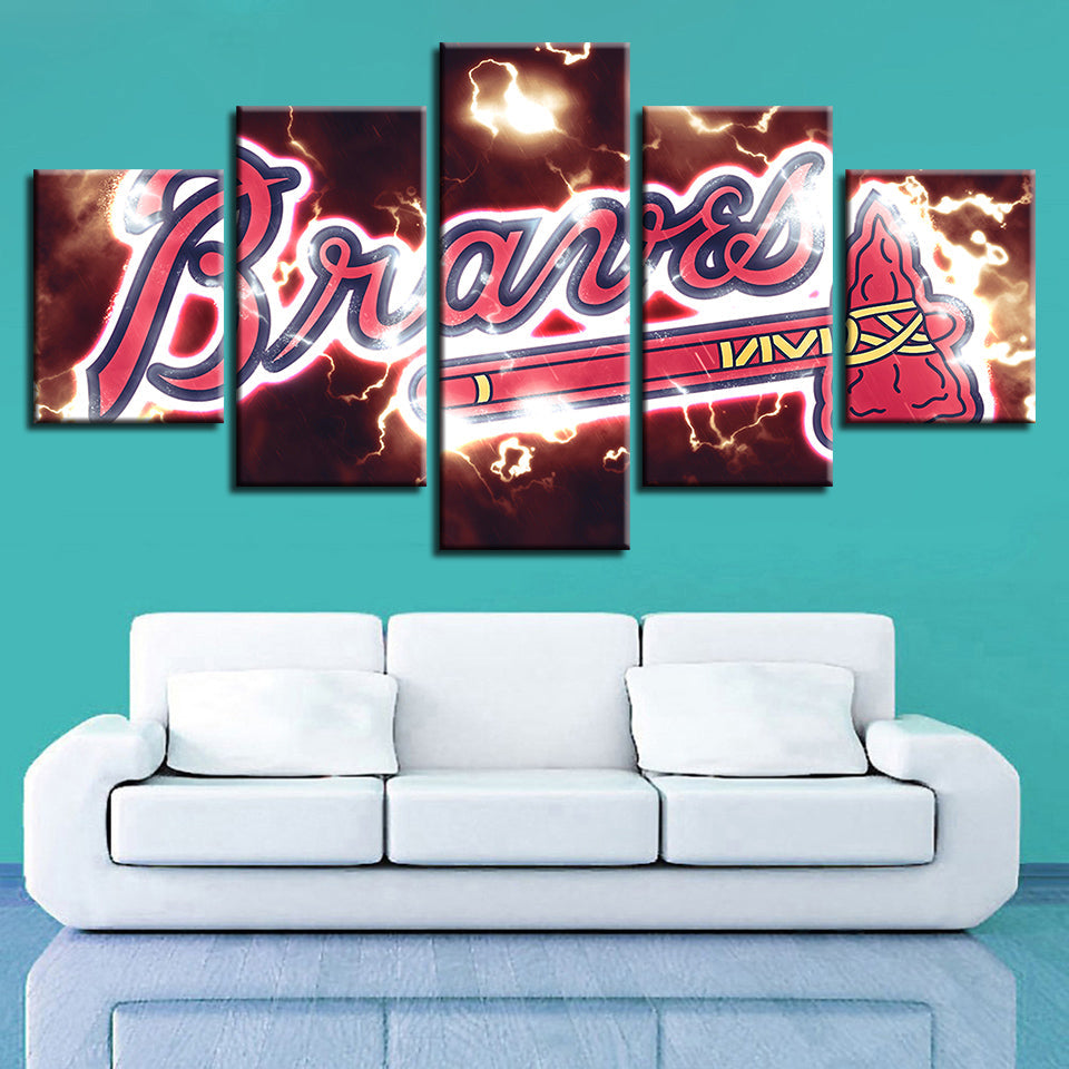 Dynamic Braves Logo 5 Piece - Canvas Wall Art Painting | Bowlift