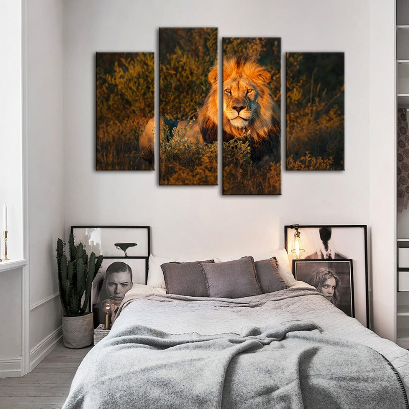 4 Piece Divine Sunset Lion - Canvas Wall Art Painting | Bowlift