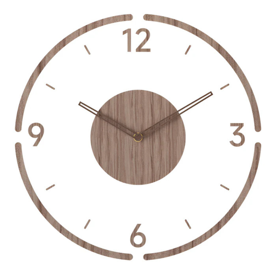 BowLift | Silent Wall Clock Wood Light – Modern Clock with Acrylic Design for Living Room