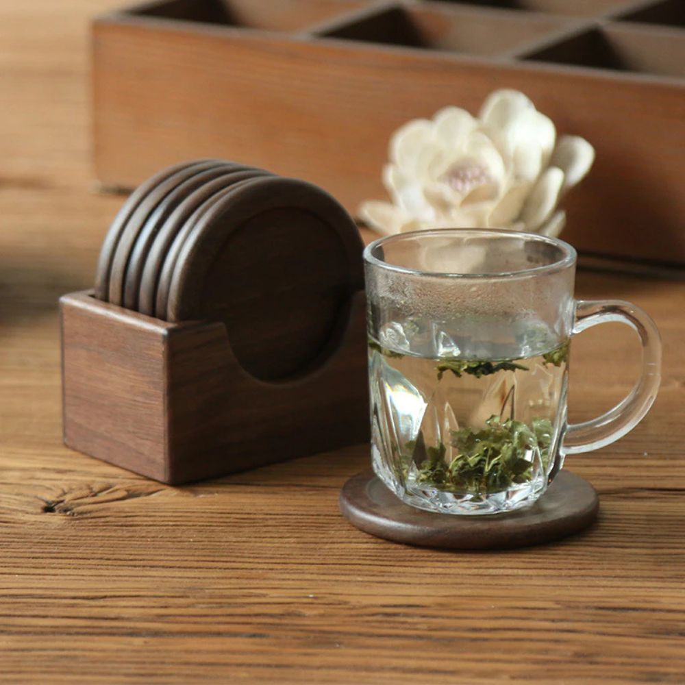 BowLift | Japanese Style Wooden Coaster | 6pcs Set