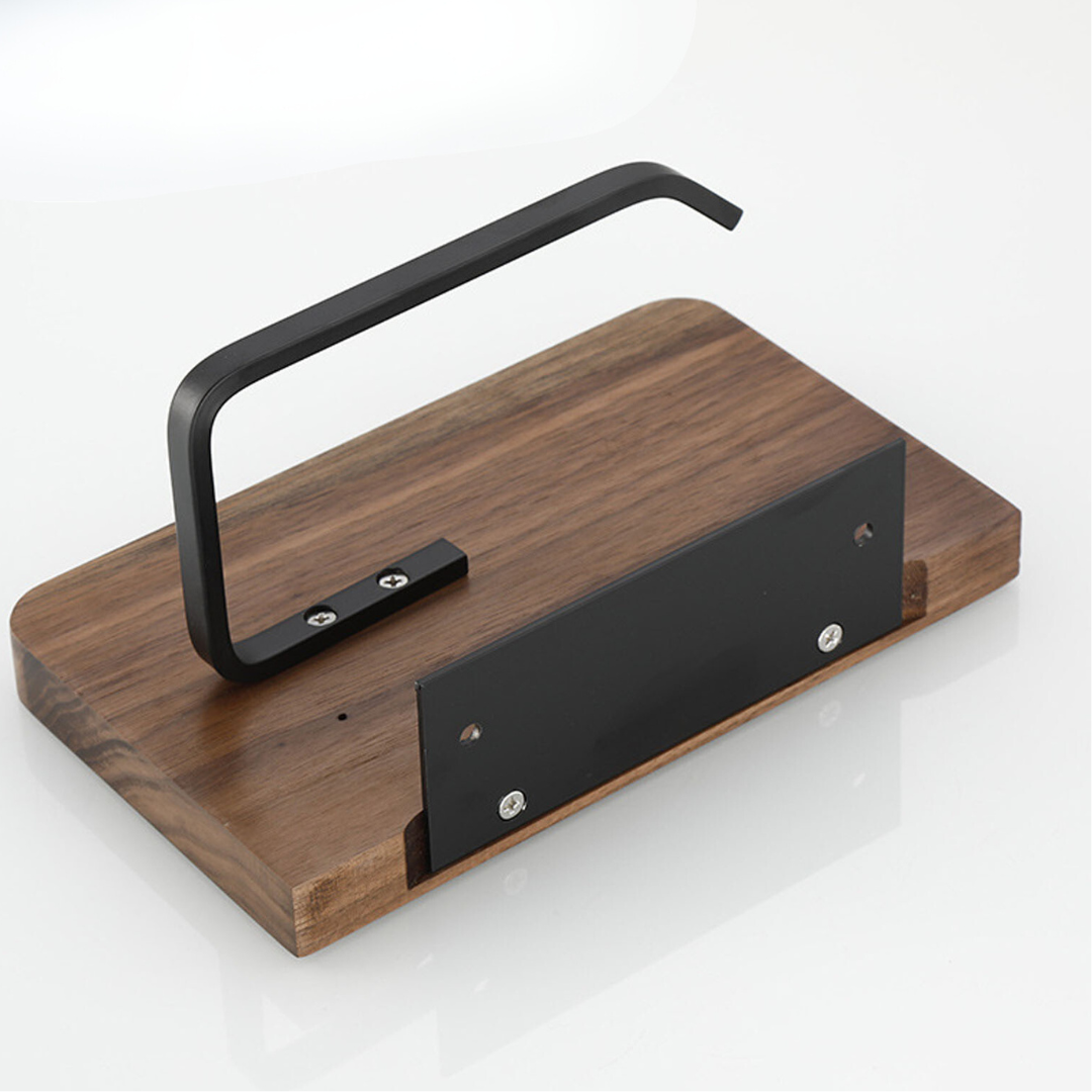 BowLift | Elegant Wall-Mounted Toilet Paper Holder - made of Walnut and Stainless Steel