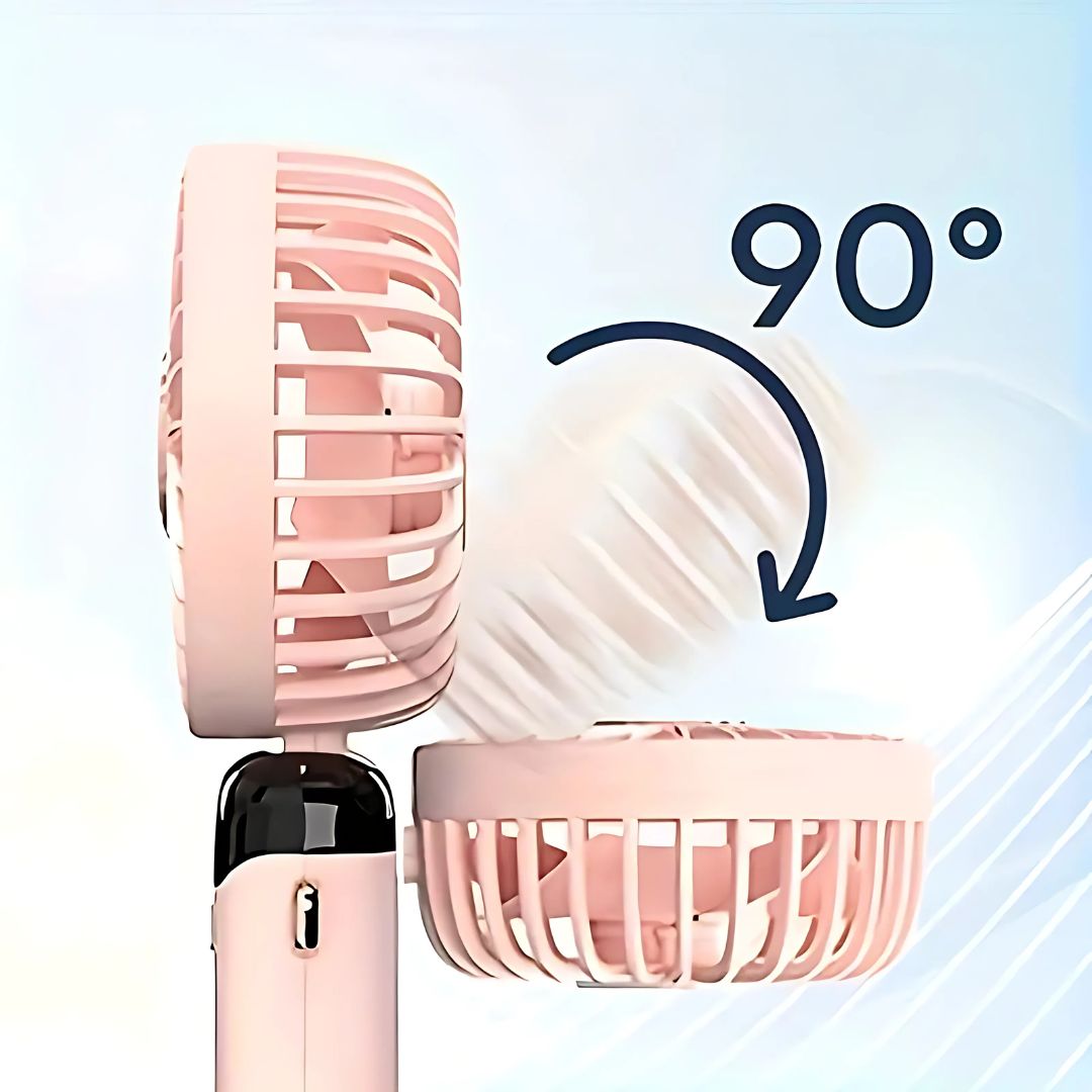 BowLift | Rechargeable Handheld Mini Fan | 5-Speed, 90-Degree Adjustable & Quiet for Office, Home & Outdoor Use