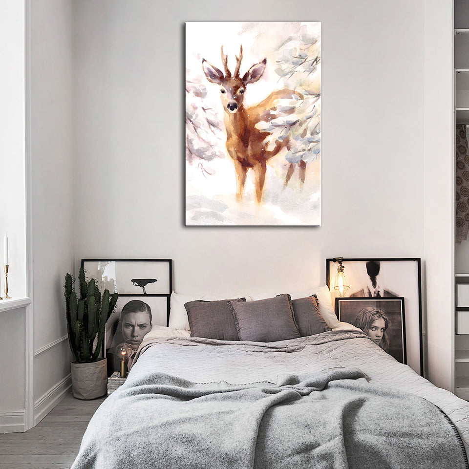 Young Elegant Deer - Canvas Wall Art Painting | Bowlift