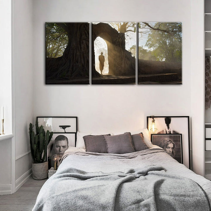 Lone Man Nature-Canvas Wall Art Painting 3 Pieces | Bowlift