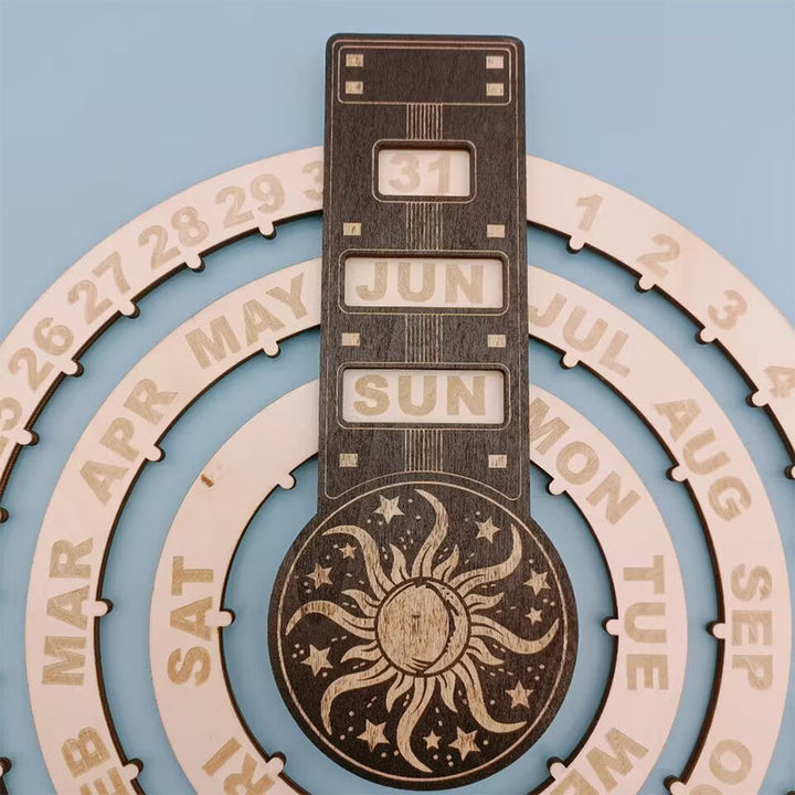 Wood Rotating Circular Perpetual Calendar | Bowlift