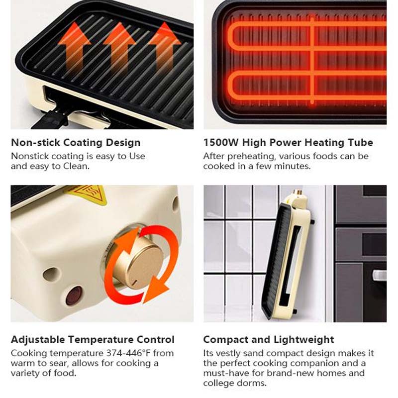 BowLift | Indoor Smokeless Grill, Non-Stick Cooking Removable Plate