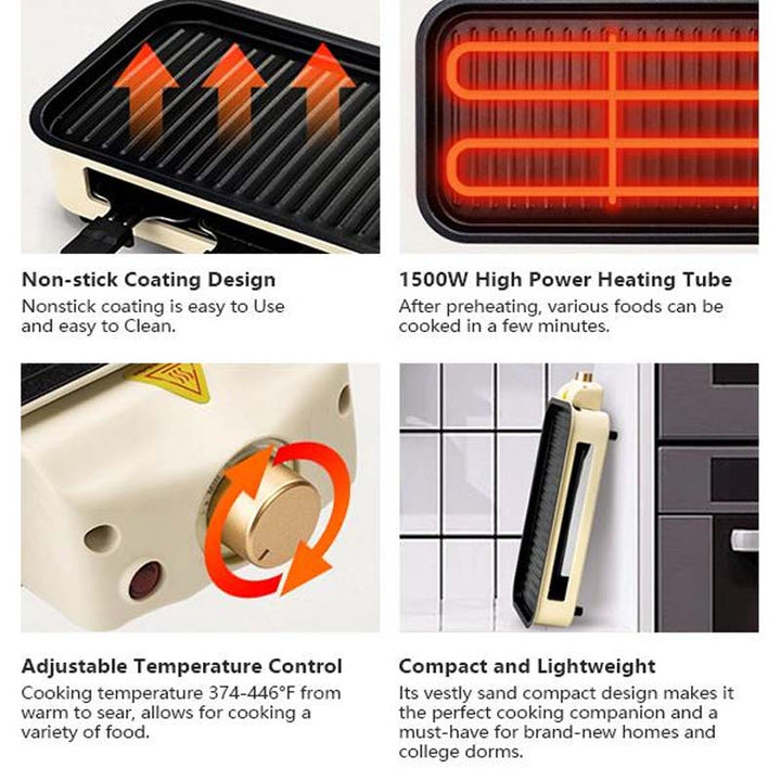 BowLift | Indoor Smokeless Grill, Non-Stick Cooking Removable Plate