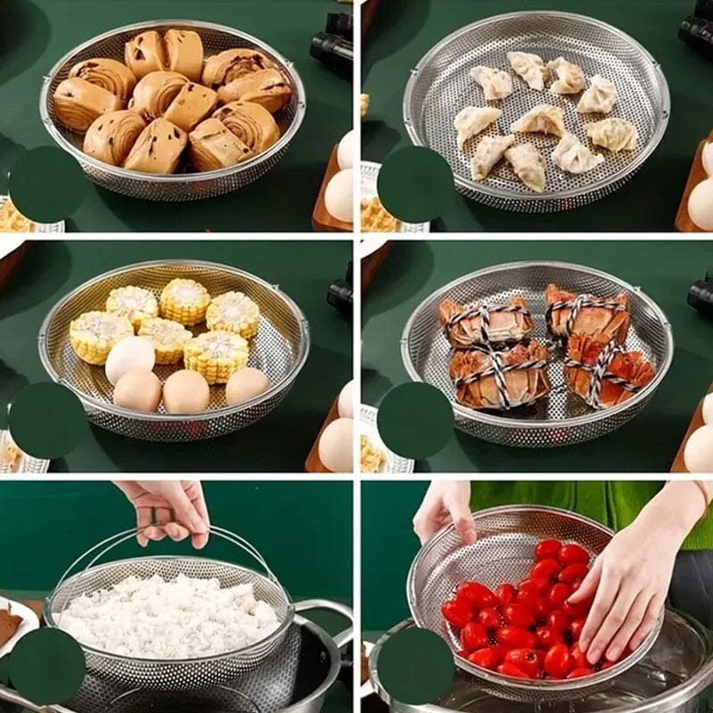 Multi-function Stainless Steel Steamer Drain Basket with Handle | Bowlift