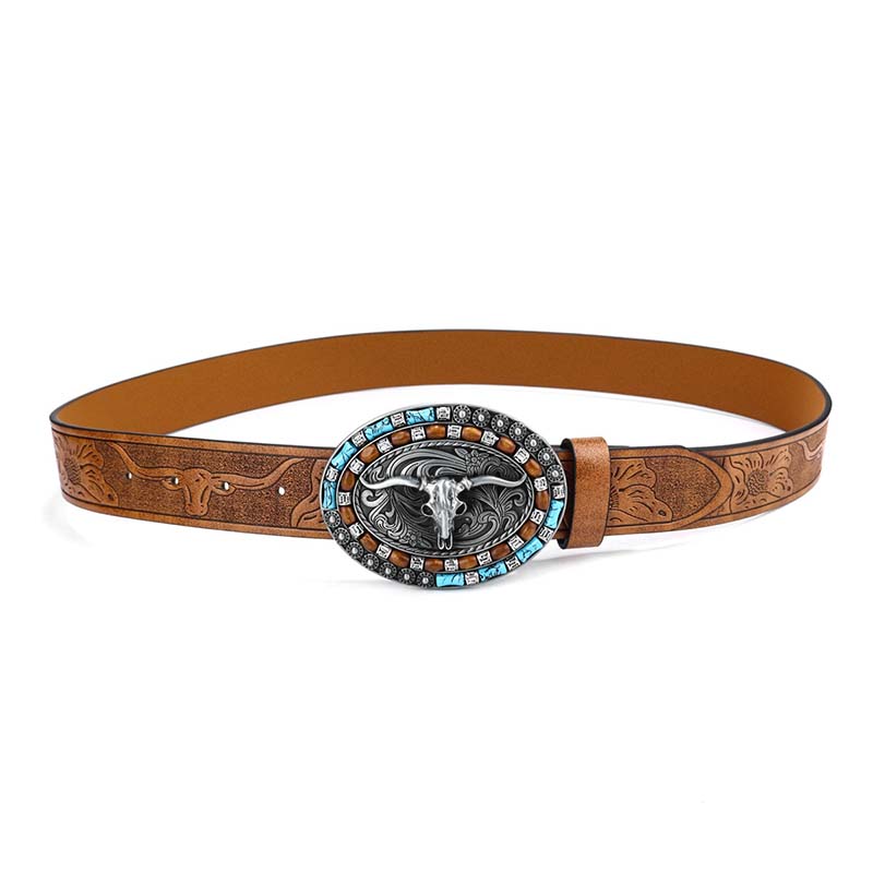 BowLift | Retro Punk Embossed Western Denim Belt