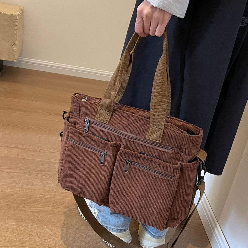Single-colored Corduroy Tote Bag | Bowlift