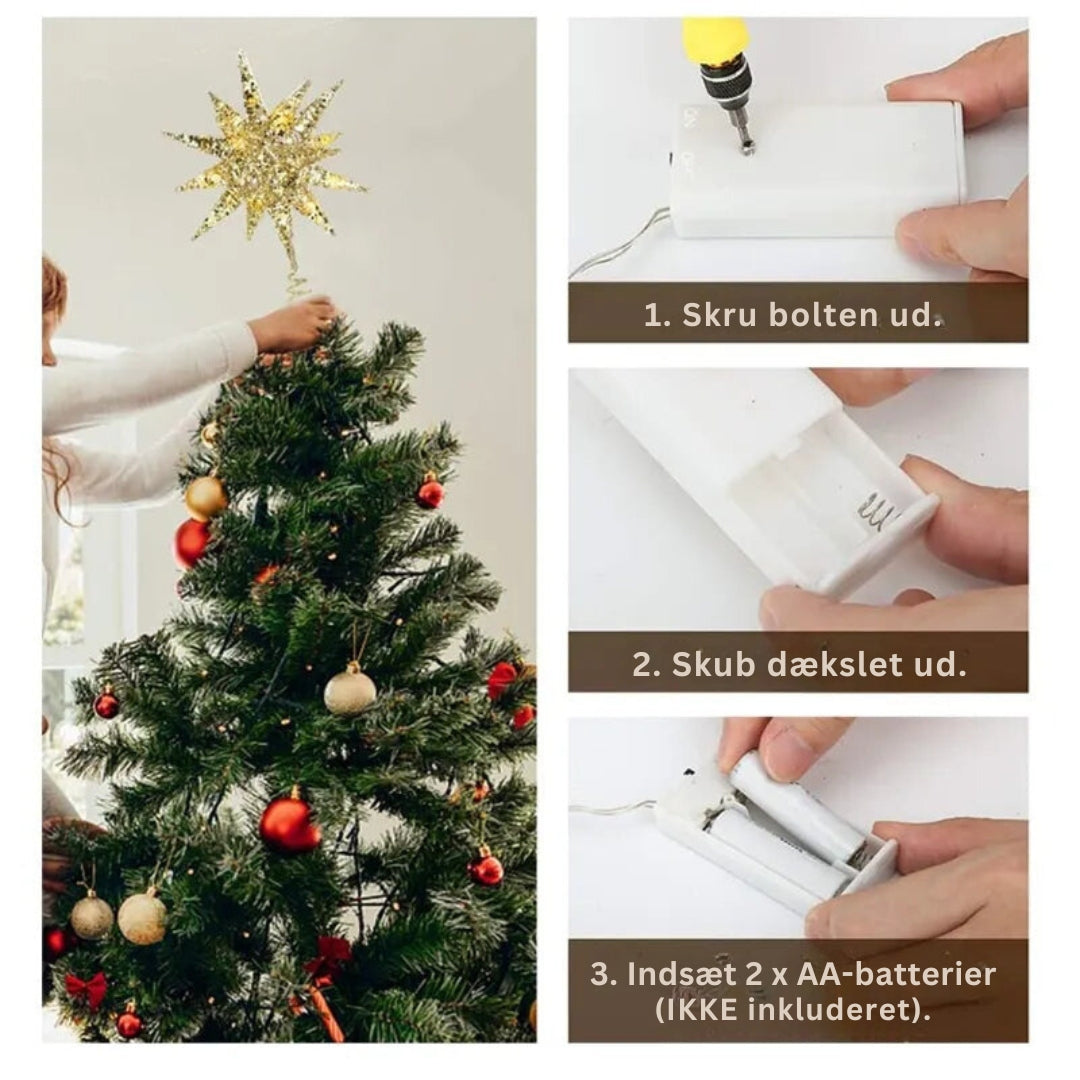 BowLift | TwinkleGlow - LED Star Tree Topper with Warm Light and Easy Setup