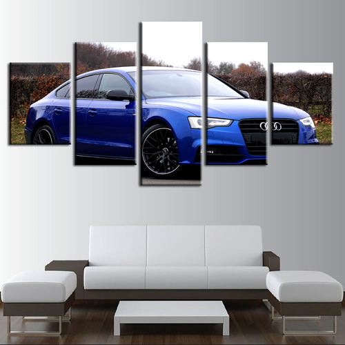 5 Piece Blue Classic Car - Canvas Wall Art Painting | Bowlift