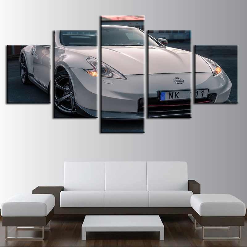 5 Piece White New Metallic Car - Canvas Wall Art Painting | Bowlift