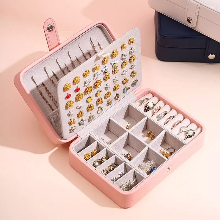 Leather Mini Jewelry Box Double Layer Bowlift