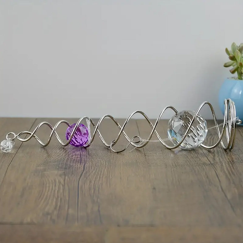 Wind Chimes Decor Crystal Gazing Ball Spiral Tail Wind Spinner Stabilizer | Bowlift