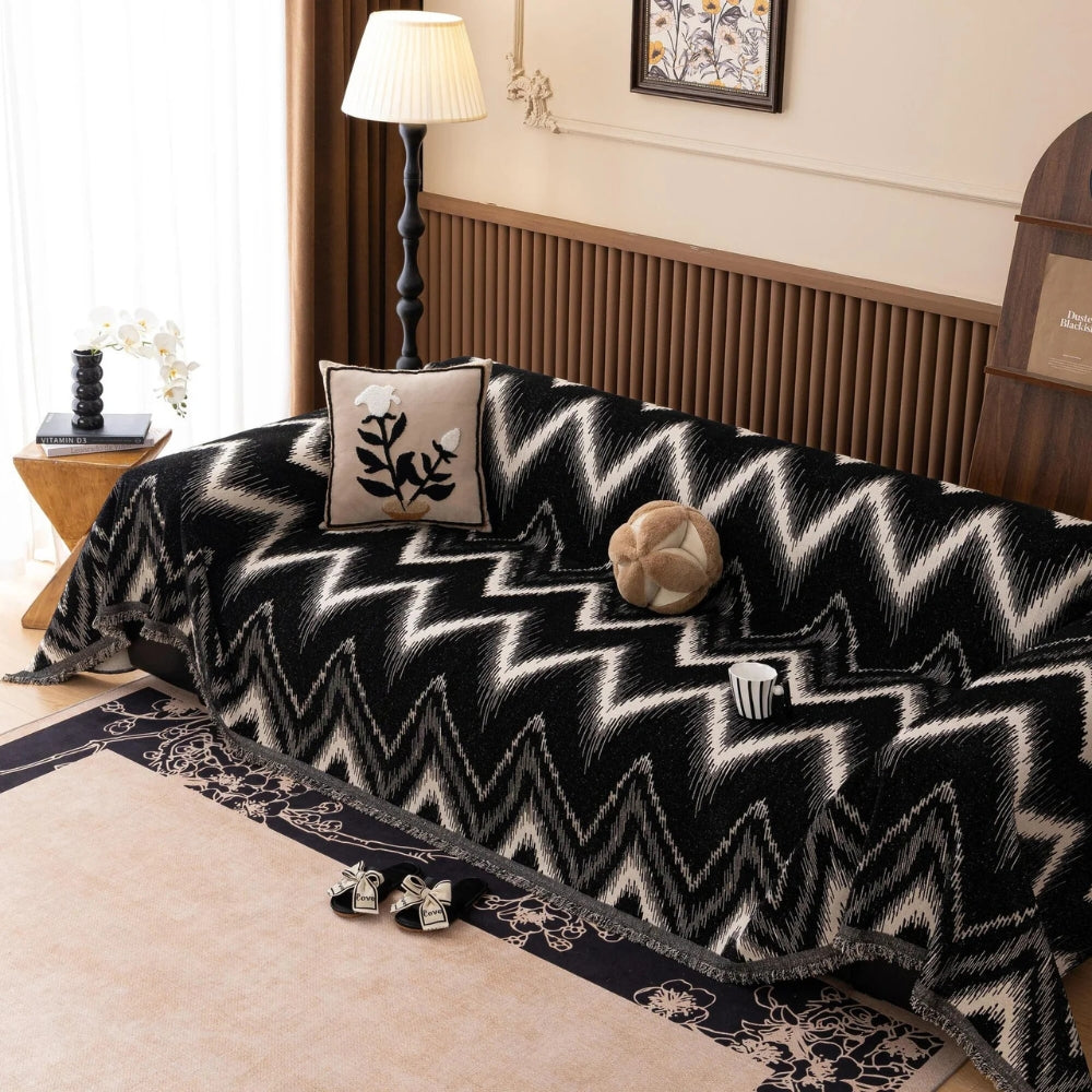 BowLift | Ochre Streak Textured Sofa Cover