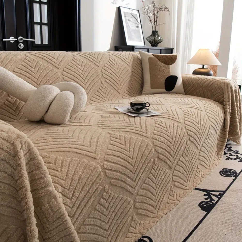 BowLift | Herringbone Leaf Design Fleece Sofa Cover