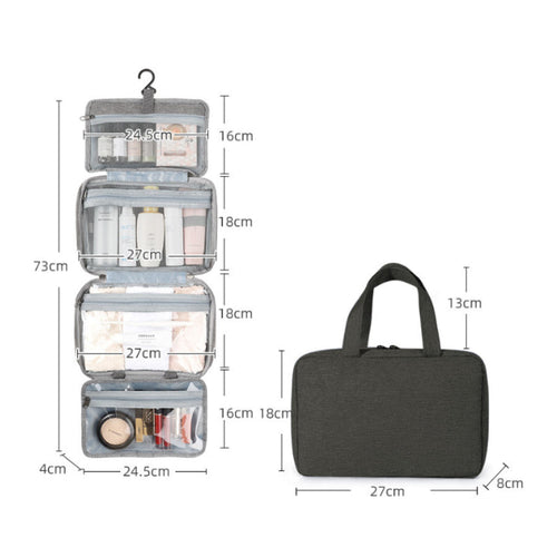 BowLift | Travelique Travel Cosmetic Organizer | Compact & Water-Repellent | With 4 Compartments & 360° Hook | For Women & Men