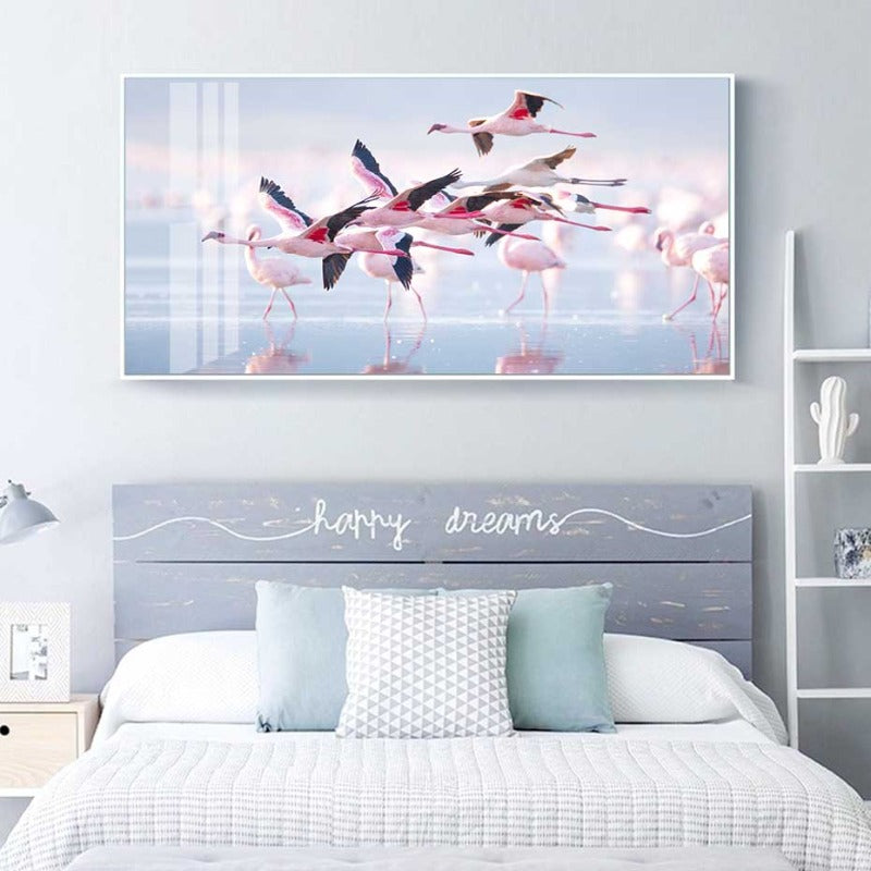 Beautiful Flamingo In Lake - Canvas Wall Art Painting | Bowlift