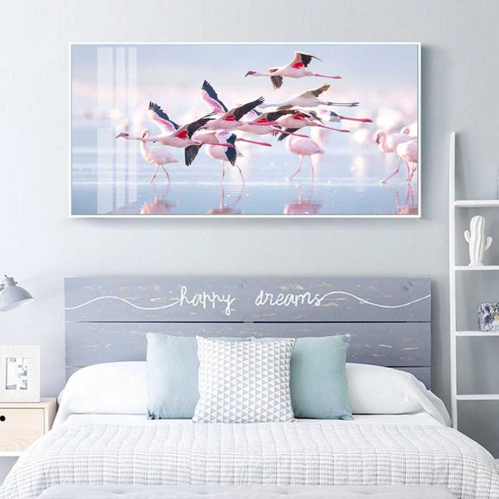 Beautiful Flamingo In Lake - Canvas Wall Art Painting | Bowlift