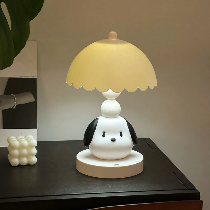Dog table lamp in white, collapsible