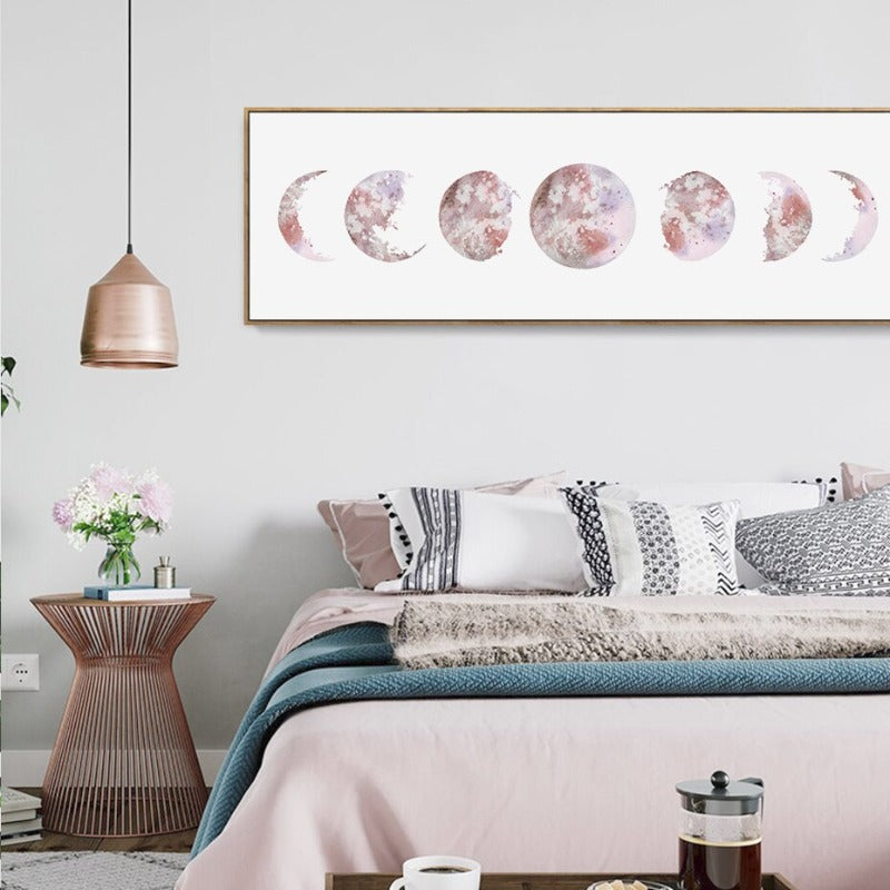 Modern Various Moon Phases Isolated Prints - Canvas Wall Art Painting | Bowlift