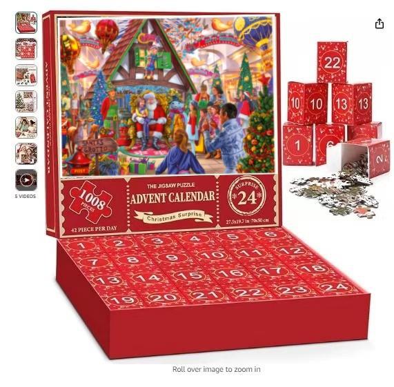 Christmas Puzzle Advent Calendar with 24 Doors