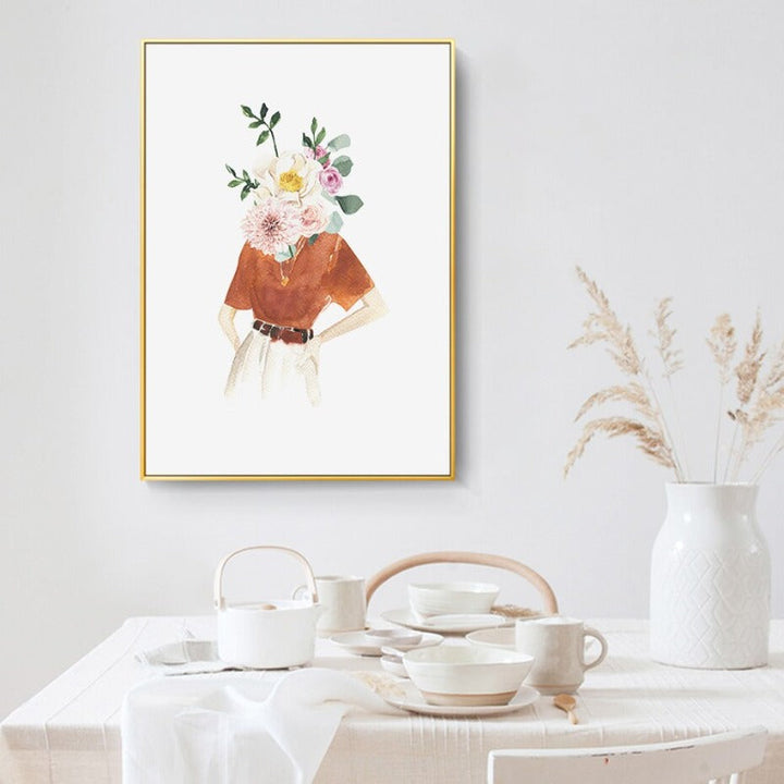 Pink Trendy Woman Print Feminine Fashion - Canvas Wall Art Painting | Bowlift