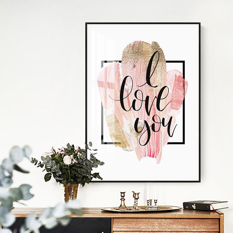 Modern Pink Peony Flower Quote - Canvas Wall Art Painting | Bowlift