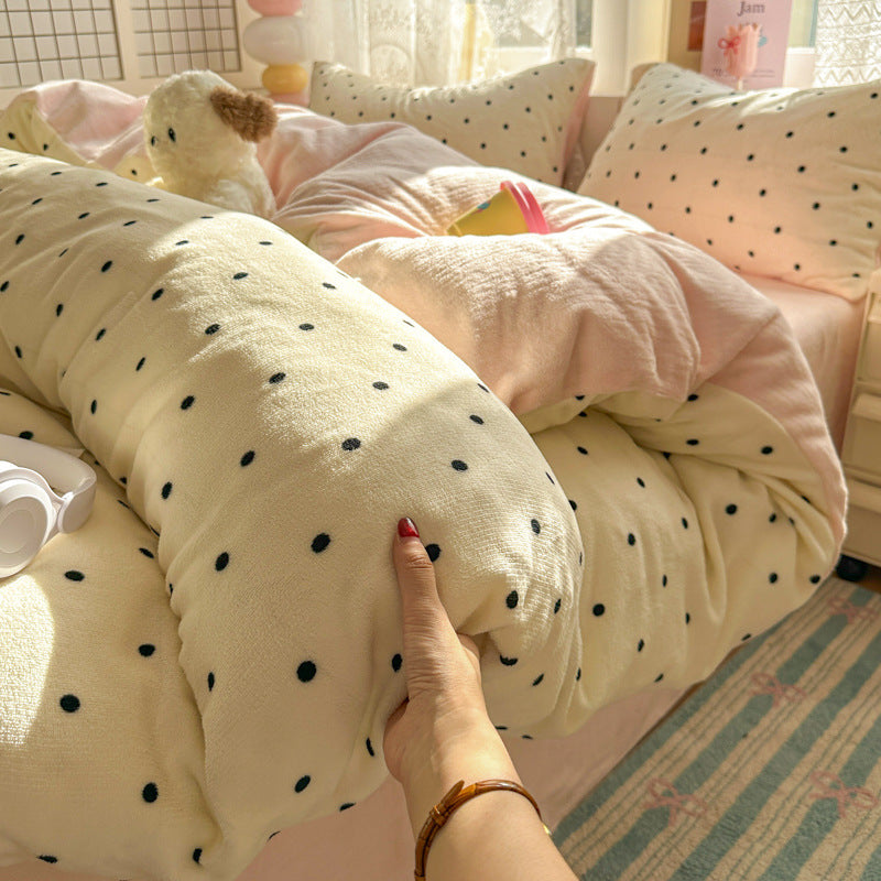 Milk fiber fleece bedding set, simple design