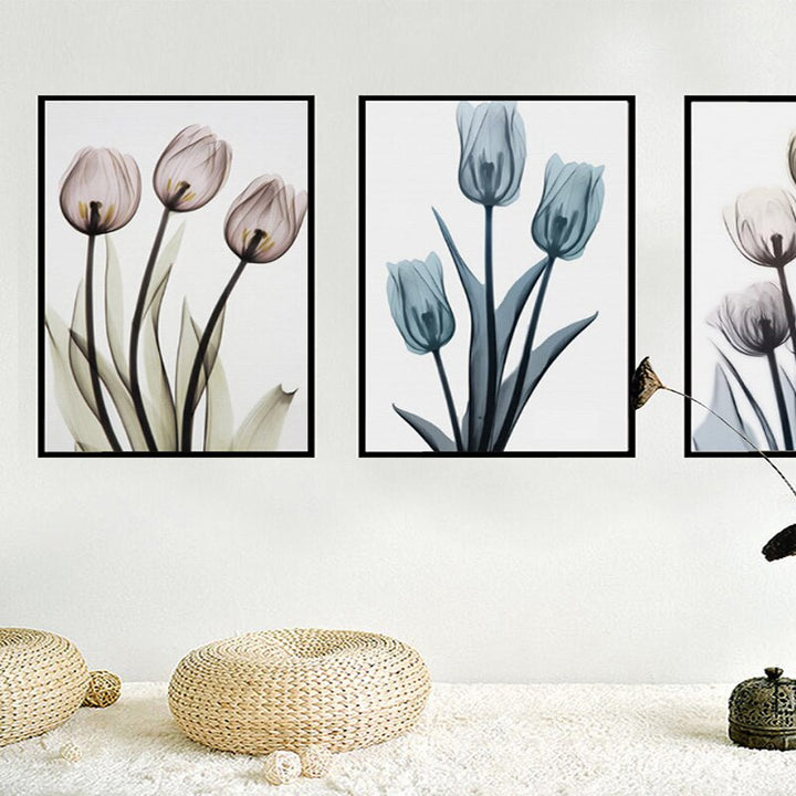 Modern Europe Tulip Transparent - Canvas Wall Art Painting | Bowlift