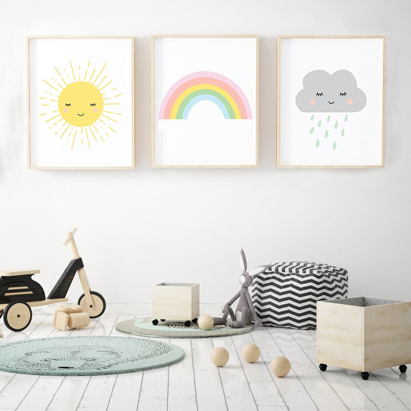 Modern Cartoon Rainbow - Canvas Wall Art Painting | Bowlift
