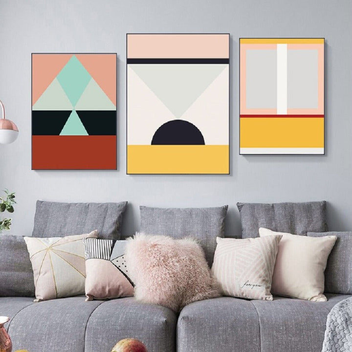 Modern Scandinavia Abstract Triangles - Canvas Wall Art Painting | Bowlift