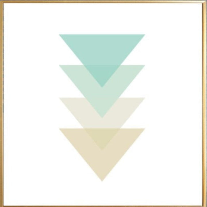 Abstract Mint Color Geometric Triangles - Canvas Wall Art Painting | Bowlift