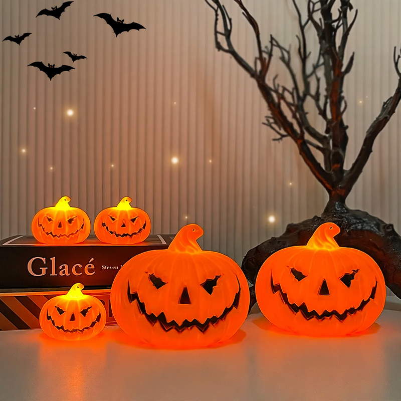 LED Pumpkin Lamp with Carry Handle for Halloween Decoration