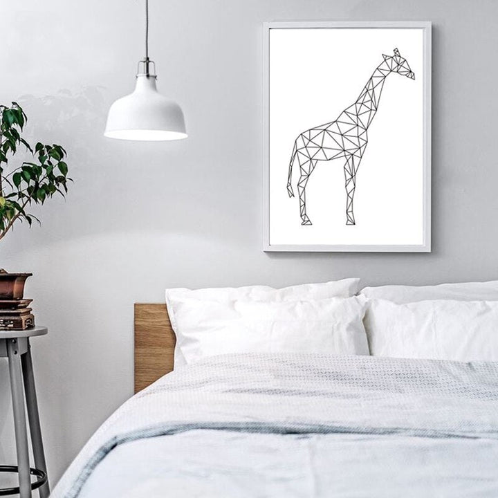 Minimalist Giraffe Geometric - Canvas Wall Art Painting | Bowlift