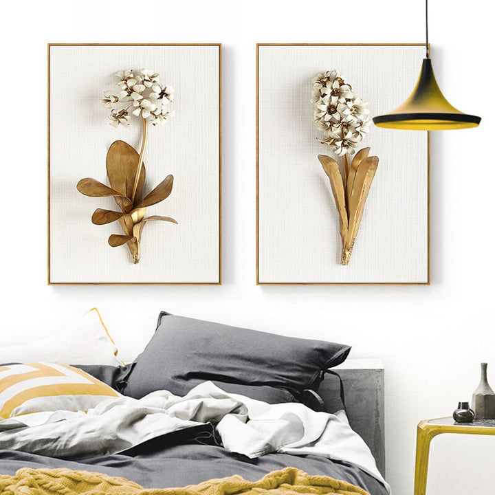 Modern Nordic Leaf Flower Poster - Canvas Wall Art Painting | Bowlift