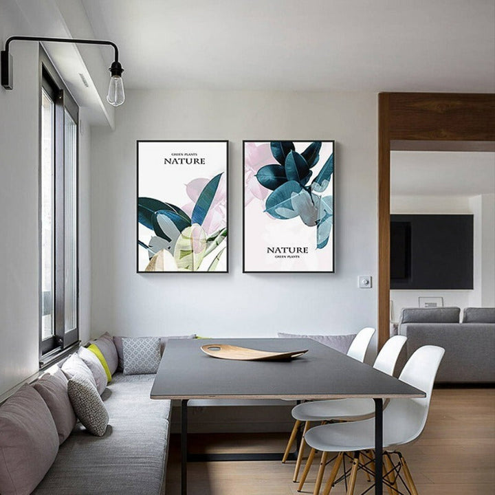 Nordic Minimalist Tropical Refresh Leaves - Canvas Wall Art Painting | Bowlift