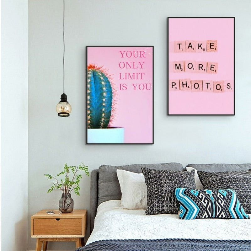 Nordic Pink Pink Dessert Prickly Pear - Canvas Wall Art Painting | Bowlift