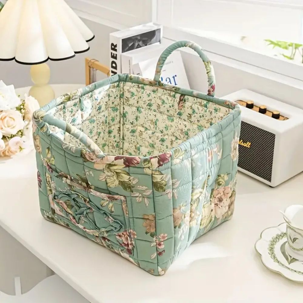 BowLift | Delicate Floral Canvas Storage Basket
