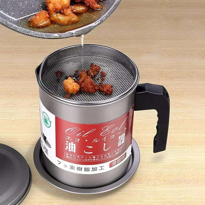1.4L Kitchen Stainless Steel Kitchen Oil Filter Pot Bowlift