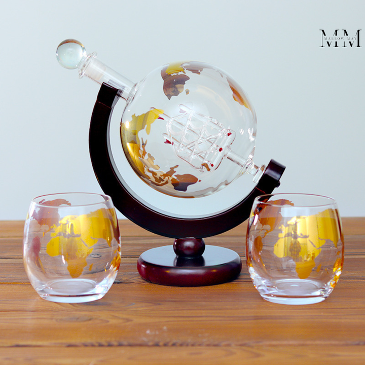 BowLift | AtlasWhisk | Whiskey Globe Set Premium Drinkware for Enthusiasts