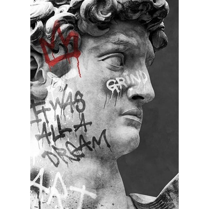 David Head Sculpture Graffiti - Canvas Wall Art Painting | Bowlift