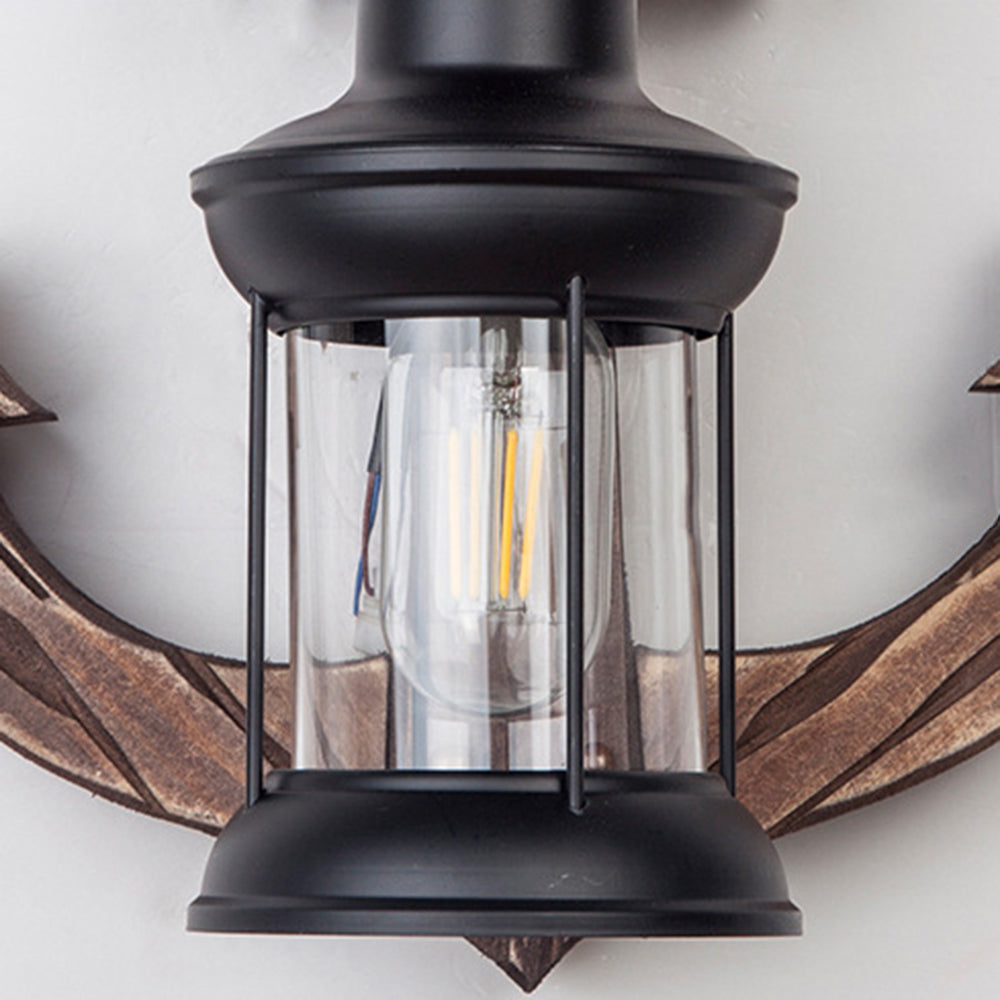 BowLift | Rustic Wood Anchor Wall Lamp with Lantern