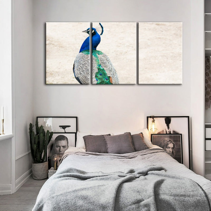 Skirted Elegant Peacock-Canvas Wall Art Painting 3 Pieces | Bowlift